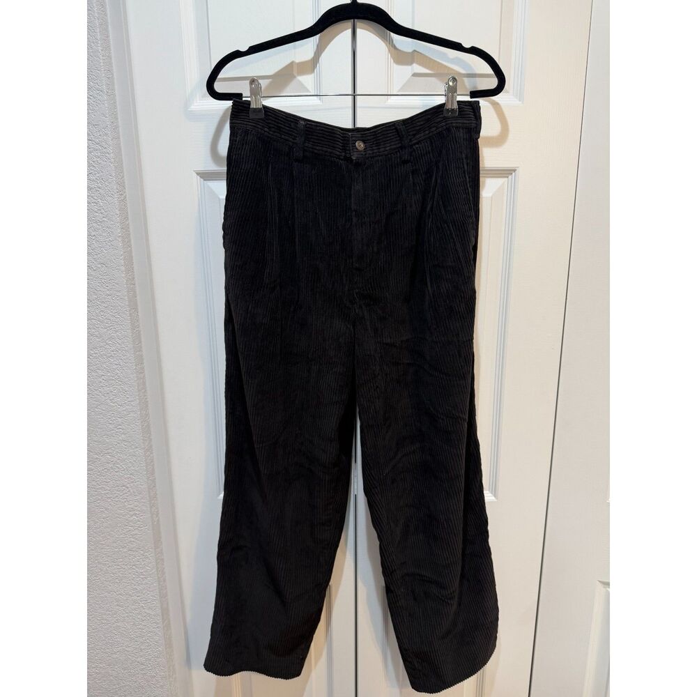 Vintage Eddie Bauer Women's Cotton Wide Wale Courdoroy Black Pants Size 14